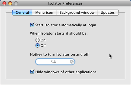 Isolator prefs Isolator prefs