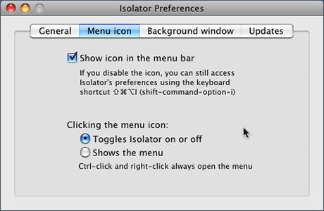 Isolator prefs Isolator prefs