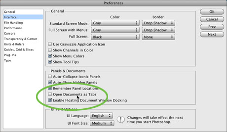 Document tabs preference